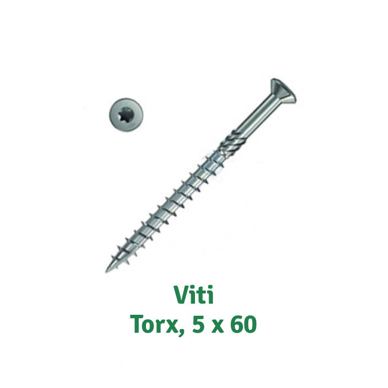 Viti Per Decking In Acciaio Inox Nero 5x60 Mm – Torx Esterno A Testa Svasata Per Legno – Confezione