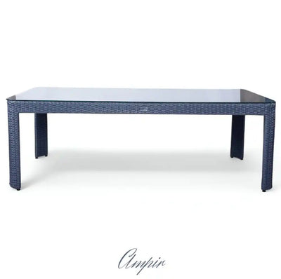 Tavolo per il pranzo da giardino in rattan sintetico sintetico con piano in vetro temperato AMPIR Terico. 220×100×75 cm. Colore: grafite