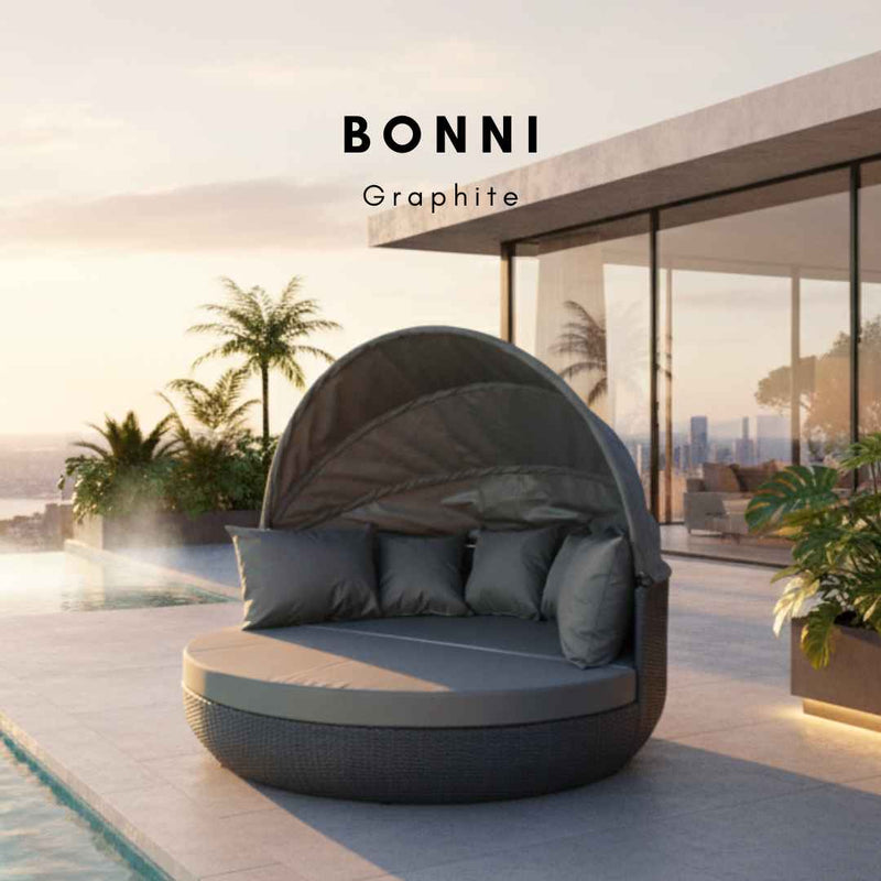 Letto da giardino intrecciato grande BONNI Terico. Colore: grafite