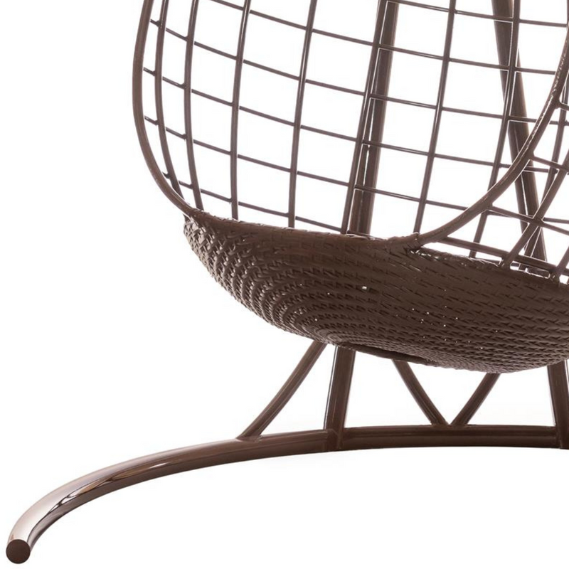 Poltrona pensile di design con supporto LISA Terico — grande sedia a dondolo a forma di uovo. Marrone.