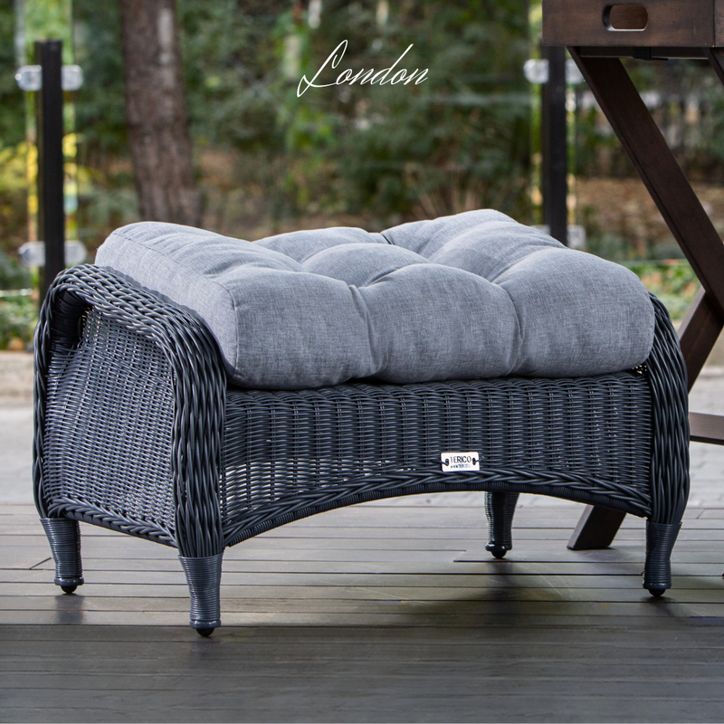 Pouf in rattan sintetico LONDON. Colore: grafite