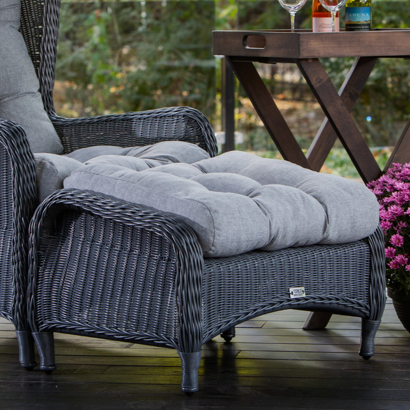 Pouf in rattan sintetico LONDON. Colore: grafite