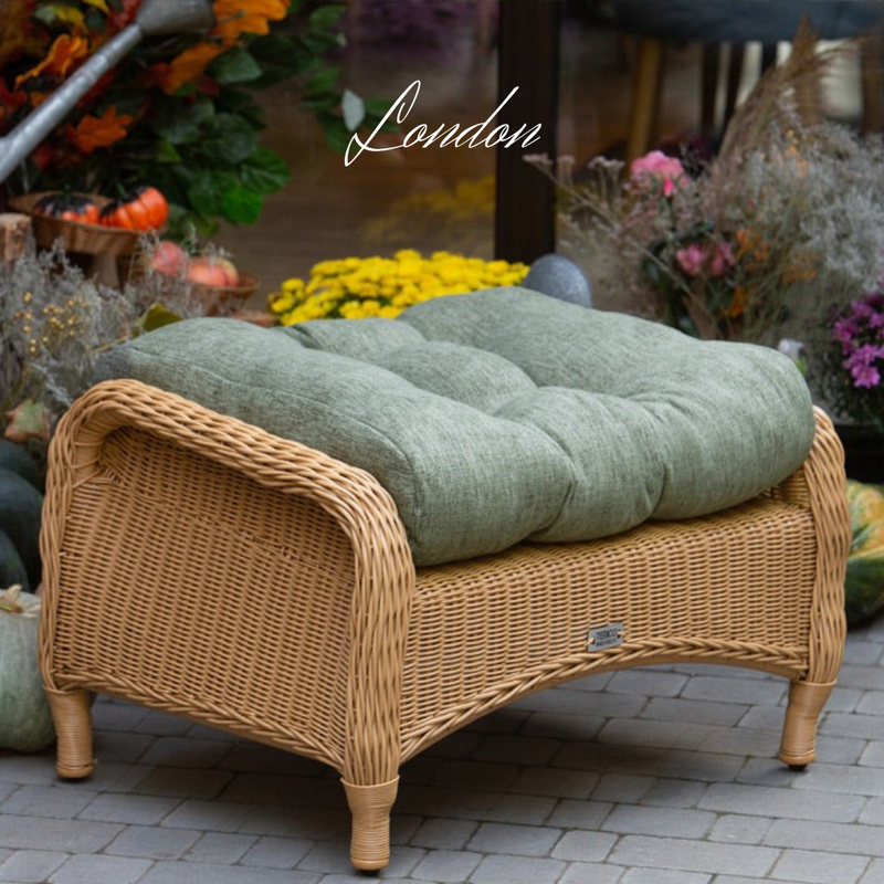 Pouf in rattan sintetico LONDON. Colore: beige