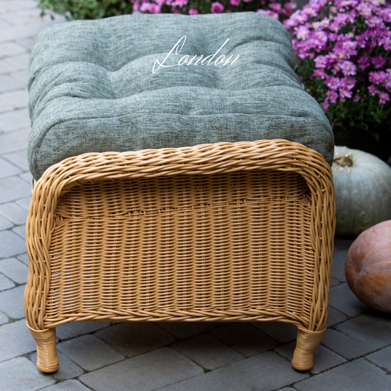 Pouf in rattan sintetico LONDON. Colore: beige