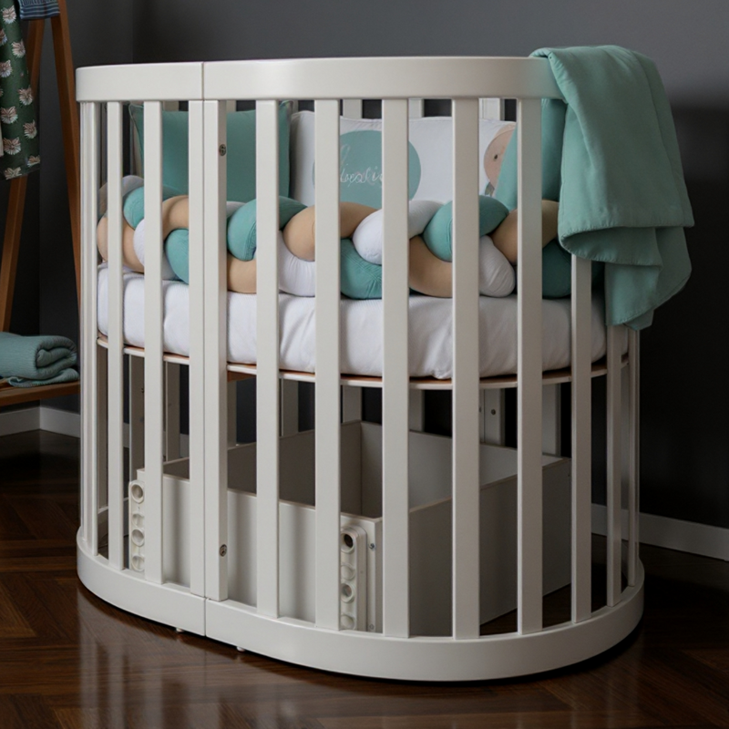 Meccanismo a dondolo per lettini Mikko Gekko (90×70). Longitudinale, senza cassetto. Colore: bianco