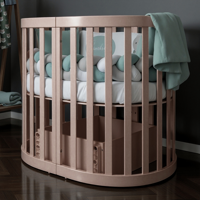 Meccanismo a dondolo per lettini Mikko Gekko (90×70). Longitudinale, senza cassetto. Colore: beige