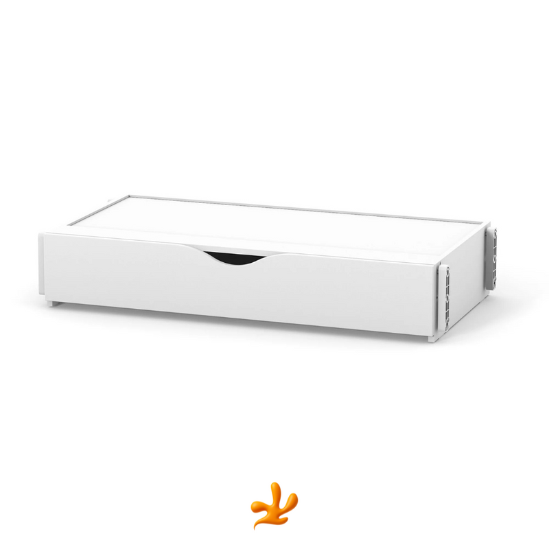 Meccanismo a dondolo Gekko. Adatto per lettini Sleeppo, Rinbo, Lappi, Robbi, Flatti. Con cassetto portaoggetti. Colore: bianco