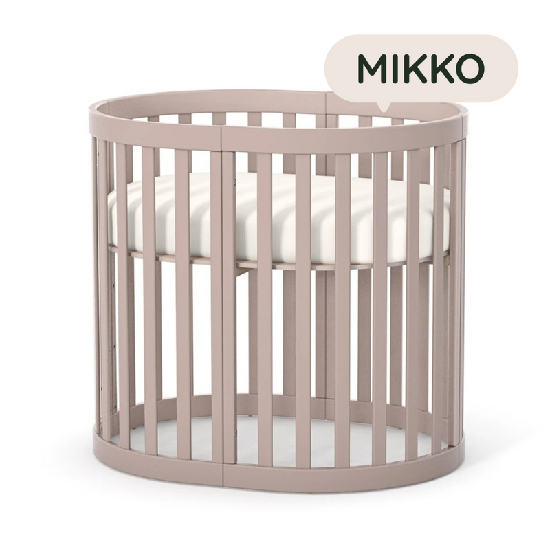 Culla per neonati ovalizzata evolutiva per bambini Mikko Gekko Kids 90×70 cm. Colore beige.