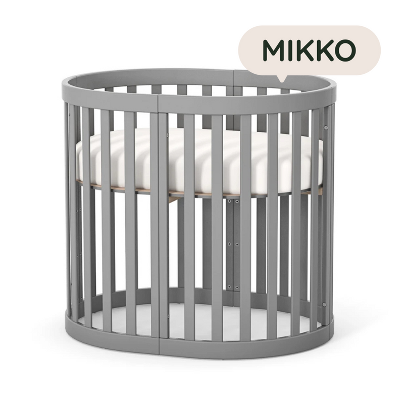 Culla per neonati ovalizzata evolutiva per bambini Mikko Gekko Kids 90×70 cm. Colore grigio.