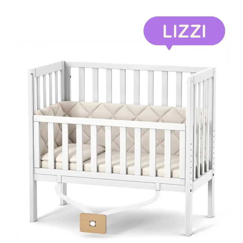 Mini lettino affiancato per bambini Lizzi Gekko Kids 90x45. Con materasso e set di biancheria da letto.