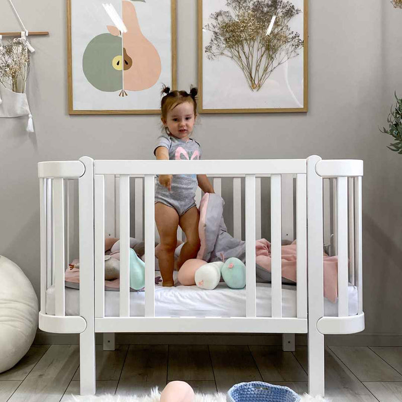 Lettino affiancabile al letto Zukko Gekko Kids. Evolutivo – Culla e lettino 2 in 1. Colore bianco.