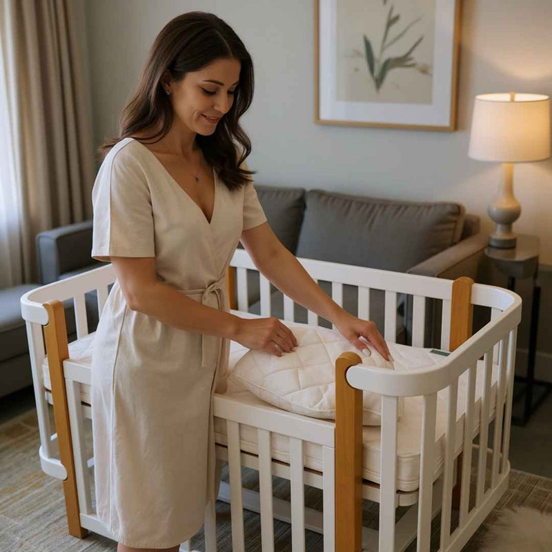 Lettino affiancabile al letto Zukko Gekko Kids. Evolutivo – Culla e lettino 2 in 1. Colore bianco-legno naturale