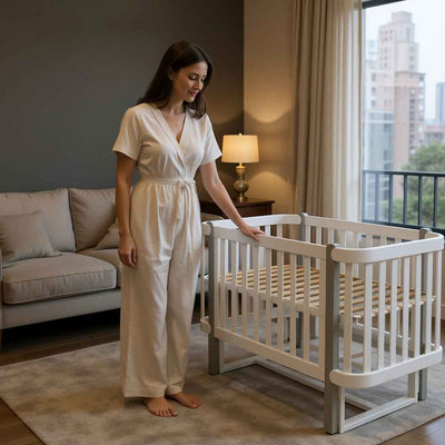 Lettino affiancabile al letto Zukko Gekko Kids. Evolutivo – Culla e lettino 2 in 1. Colore bianco-grigio.