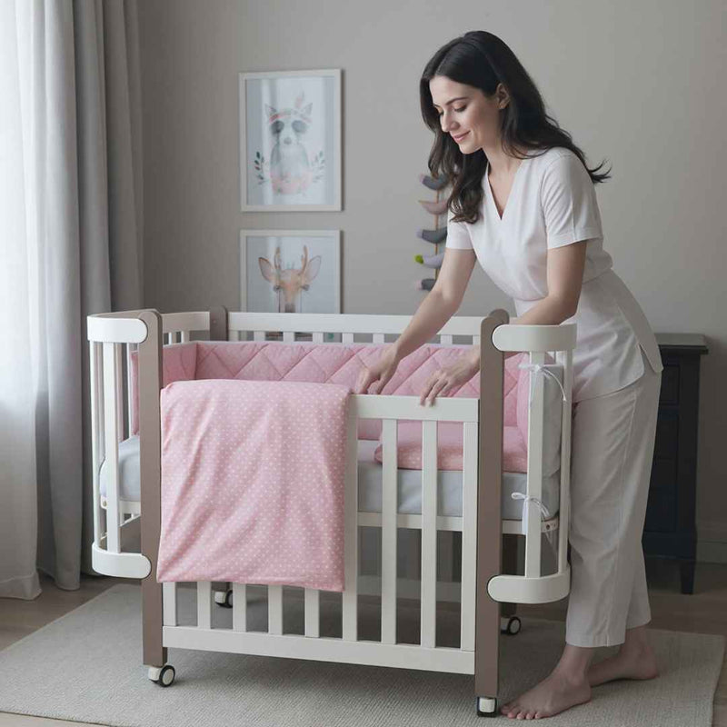 Lettino affiancabile al letto Zukko Gekko Kids. Evolutivo – Culla e lettino 2 in 1. Colore bianco-beige.