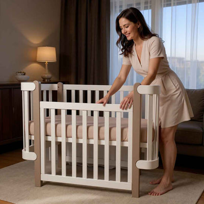 Lettino affiancabile al letto Zukko Gekko Kids. Evolutivo – Culla e lettino 2 in 1. Colore bianco-beige.