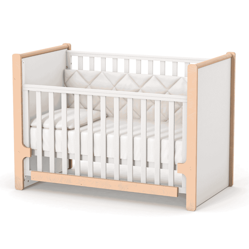 Lettino per bambini Markito Gekko Kids 120x60. Colore: bianco- legno naturale