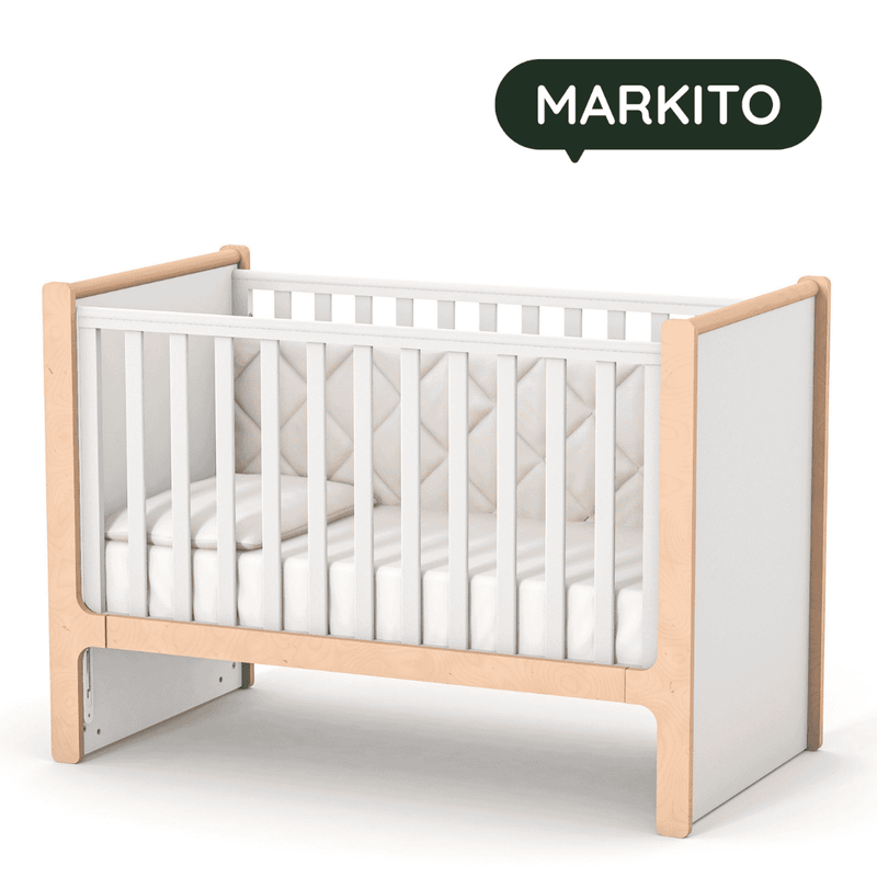Lettino per bambini Markito Gekko Kids 120x60. Colore: bianco- legno naturale