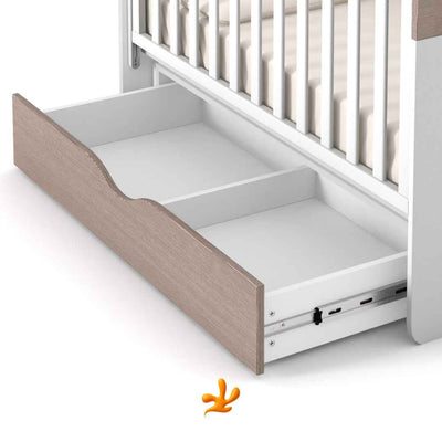 Meccanismo a dondolo Gekko. Adatto per lettini Belitto. Con cassetto portaoggetti. Colore: bianco