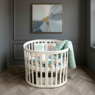 Culla per neonati ovalizzata evolutiva per bambini Mikko Gekko Kids 90×70 cm. Colore bianco.