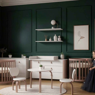 Culla per neonati ovalizzata evolutiva per bambini Mikko Gekko Kids 90×70 cm. Colore beige.