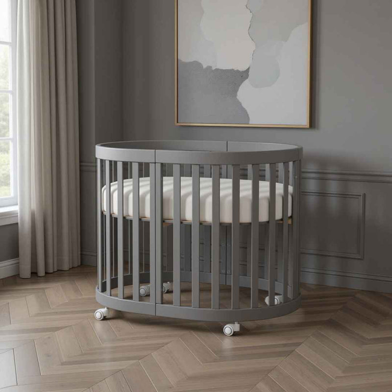 Culla per neonati ovalizzata evolutiva per bambini Mikko Gekko Kids 90×70 cm. Colore grigio.