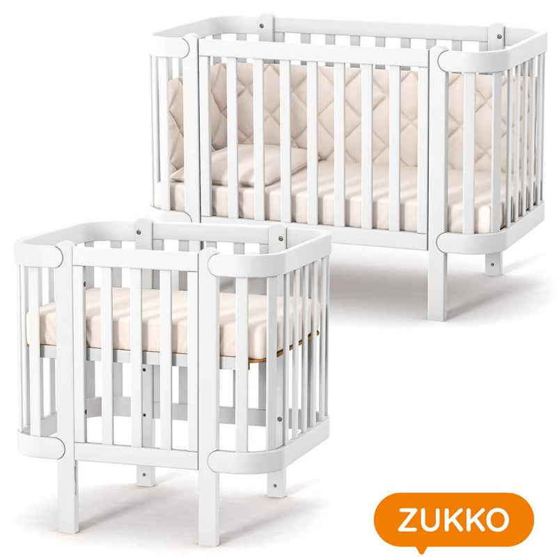 Lettino affiancabile al letto Zukko Gekko Kids. Evolutivo – Culla e lettino 2 in 1. Colore bianco.