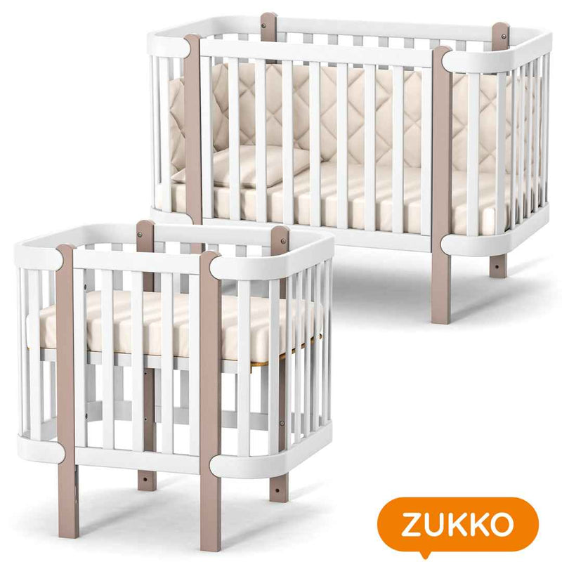 Lettino affiancabile al letto Zukko Gekko Kids. Evolutivo – Culla e lettino 2 in 1. Colore bianco-beige.