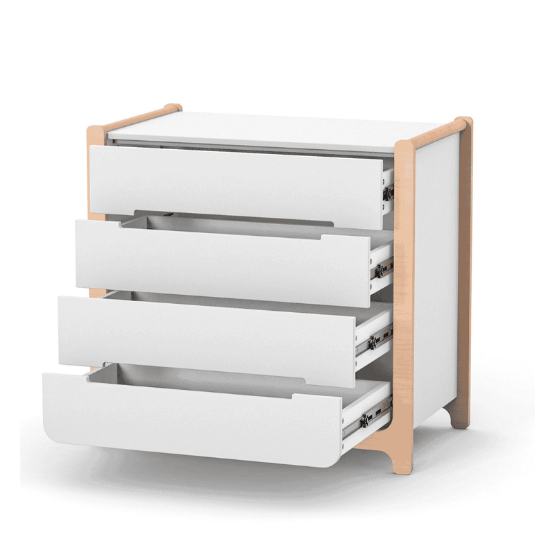 Cassettiera per bambini Markito Gekko Kids, 90x53x86 cm. Colore: bianco - legno naturale