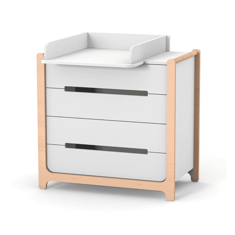 Cassettiera per bambini Markito Gekko Kids, 90x53x86 cm. Colore: bianco - legno naturale