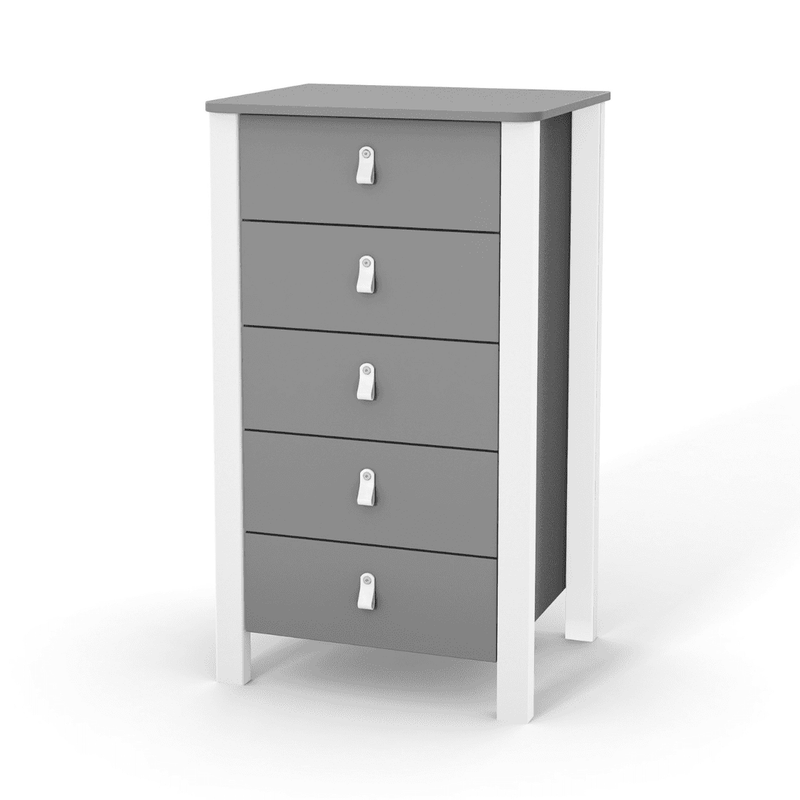 Cassettiera per bambini Zukko 600 Gekko Kids. Colore grigio-bianco.