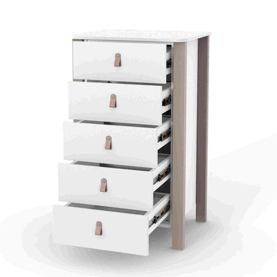 Cassettiera per bambini Zukko 600 Gekko Kids. Colore bianco-beige.