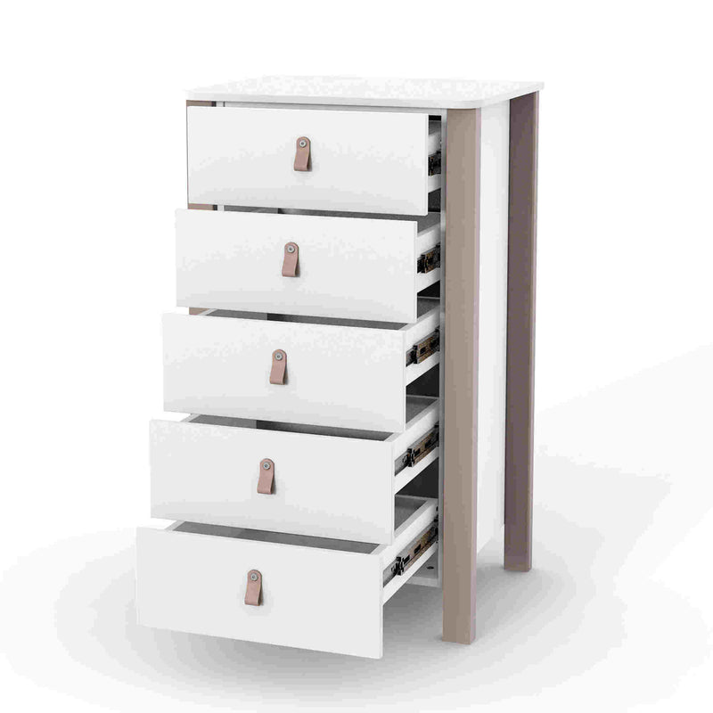 Cassettiera per bambini Zukko 600 Gekko Kids. Colore bianco-beige.