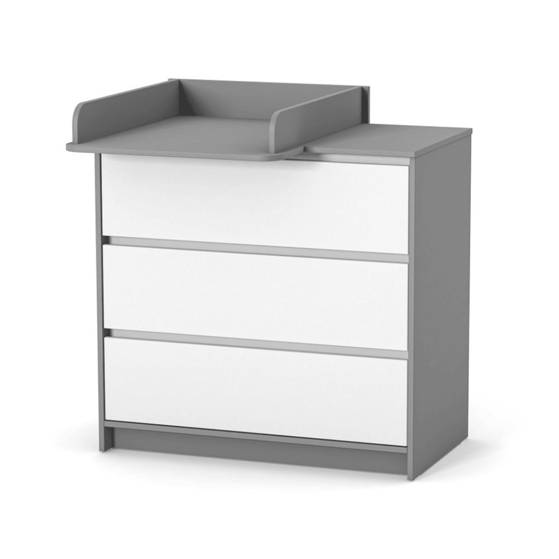 Cassettiera per bambini Lovitto Gekko Kids, 90x51x86 cm. Colore: bianco - grigio scuro