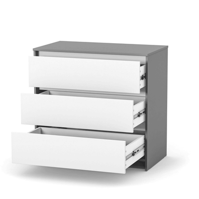 Cassettiera per bambini Lovitto Gekko Kids, 90x51x86 cm. Colore: bianco - grigio scuro