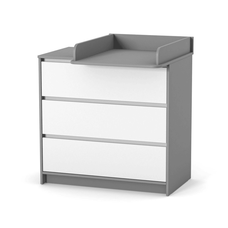 Cassettiera per bambini Lovitto Gekko Kids, 90x51x86 cm. Colore: bianco - grigio scuro