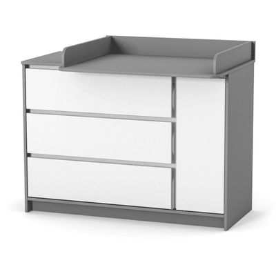 Cassettiera per bambini Lovitto Gekko Kids, 120x51x87 cm. Colore: bianco - grigio scuro