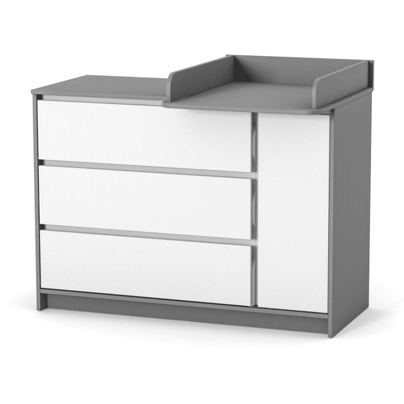 Cassettiera per bambini Lovitto Gekko Kids, 120x51x87 cm. Colore: bianco - grigio scuro