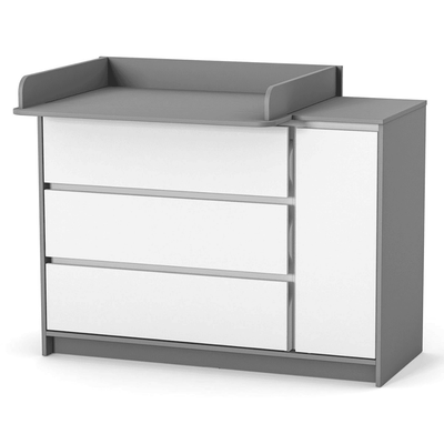 Cassettiera per bambini Lovitto Gekko Kids, 120x51x87 cm. Colore: bianco - grigio scuro