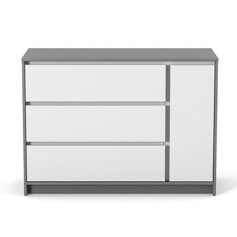 Cassettiera per bambini Lovitto Gekko Kids, 120x51x87 cm. Colore: bianco - grigio scuro