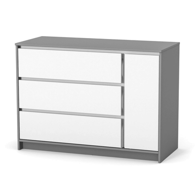 Cassettiera per bambini Lovitto Gekko Kids, 120x51x87 cm. Colore: bianco - grigio scuro