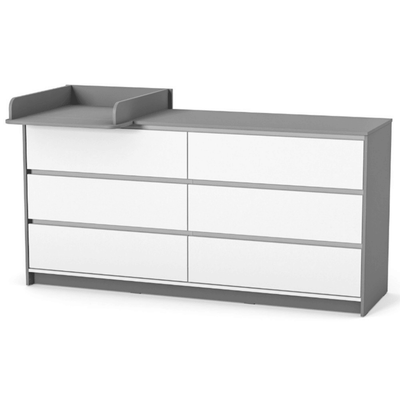 Cassettiera per bambini Lovitto Gekko Kids, 175x51x87 cm. Colore: bianco - grigio scuro