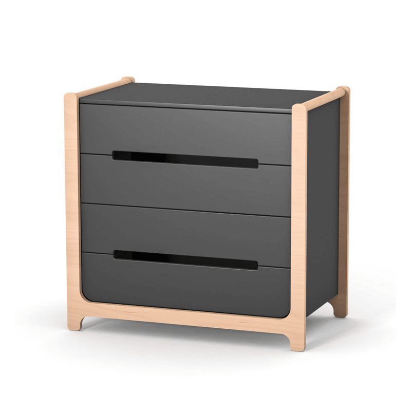 Cassettiera per bambini Markito Gekko Kids, 90x53x86 cm. Colore: grigio scuro - legno naturale