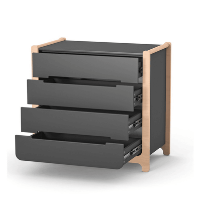 Cassettiera per bambini Markito Gekko Kids, 90x53x86 cm. Colore: grigio scuro - legno naturale