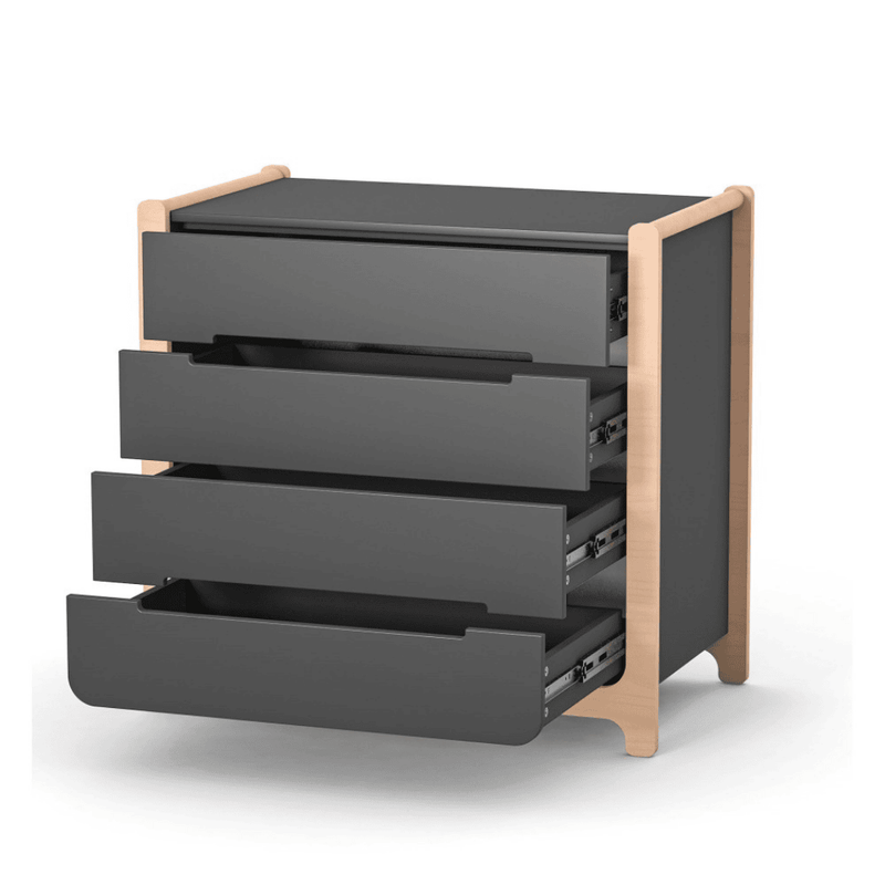 Cassettiera per bambini Markito Gekko Kids, 90x53x86 cm. Colore: grigio scuro - legno naturale