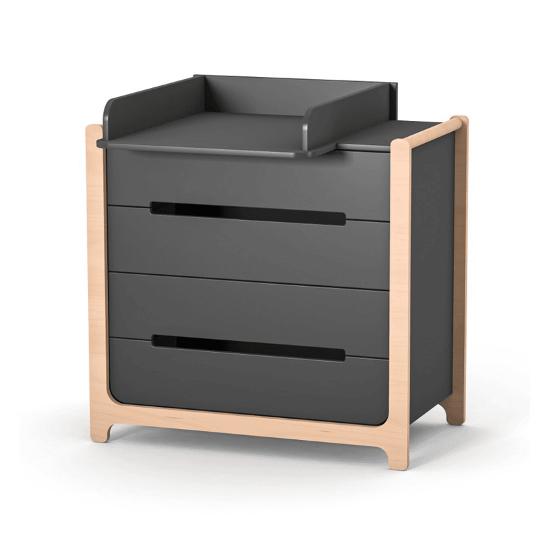 Cassettiera per bambini Markito Gekko Kids, 90x53x86 cm. Colore: grigio scuro - legno naturale
