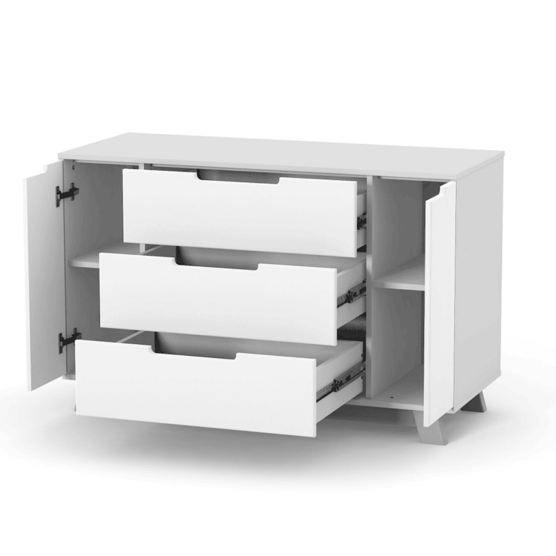Cassettiera per bambini Lussi Gekko Kids, 120x49x77 cm. Colore: bianco - grigio