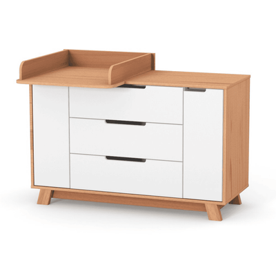 Cassettiera per bambini Lussi Gekko Kids, 120x49x77 cm. Colore: bianco - legno naturale