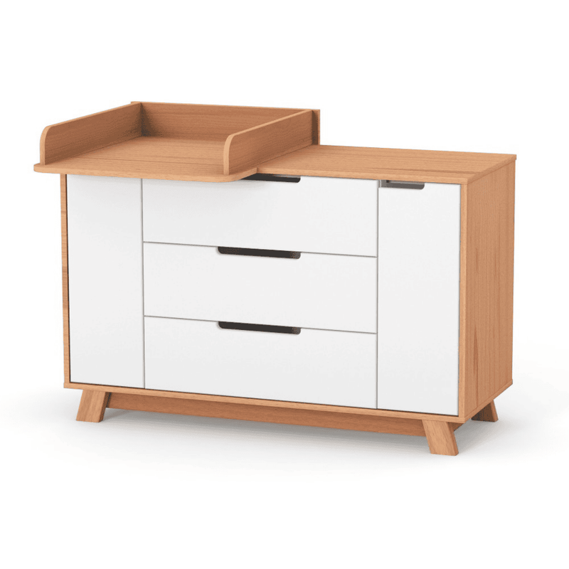 Cassettiera per bambini Lussi Gekko Kids, 120x49x77 cm. Colore: bianco - legno naturale