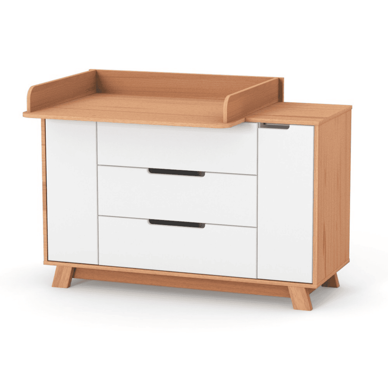 Cassettiera per bambini Lussi Gekko Kids, 120x49x77 cm. Colore: bianco - legno naturale