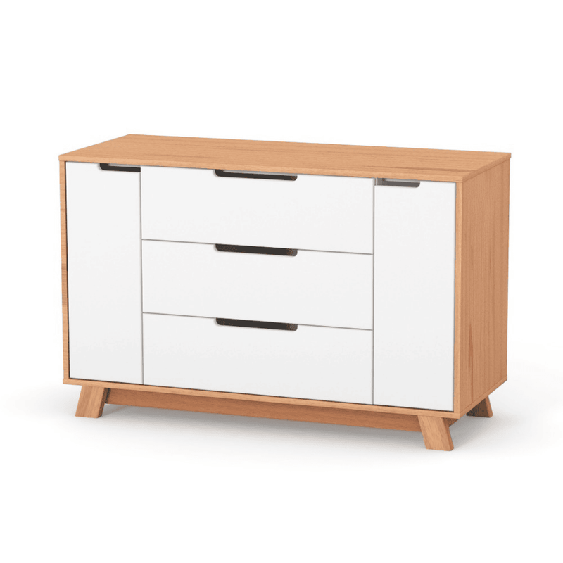 Cassettiera per bambini Lussi Gekko Kids, 120x49x77 cm. Colore: bianco - legno naturale